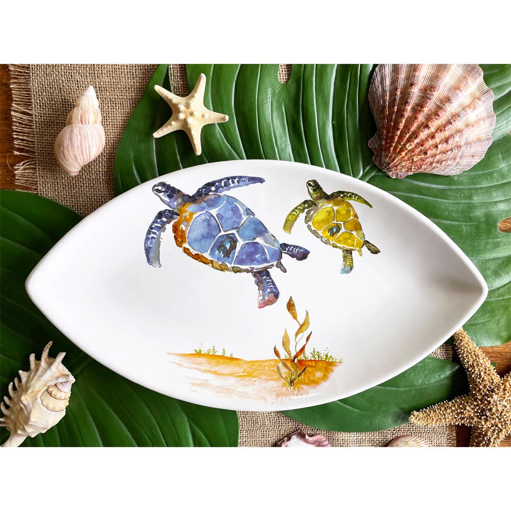 Under the Sea Turtle Serving Platter/Shallow Bowl Leaf Shape MIIO