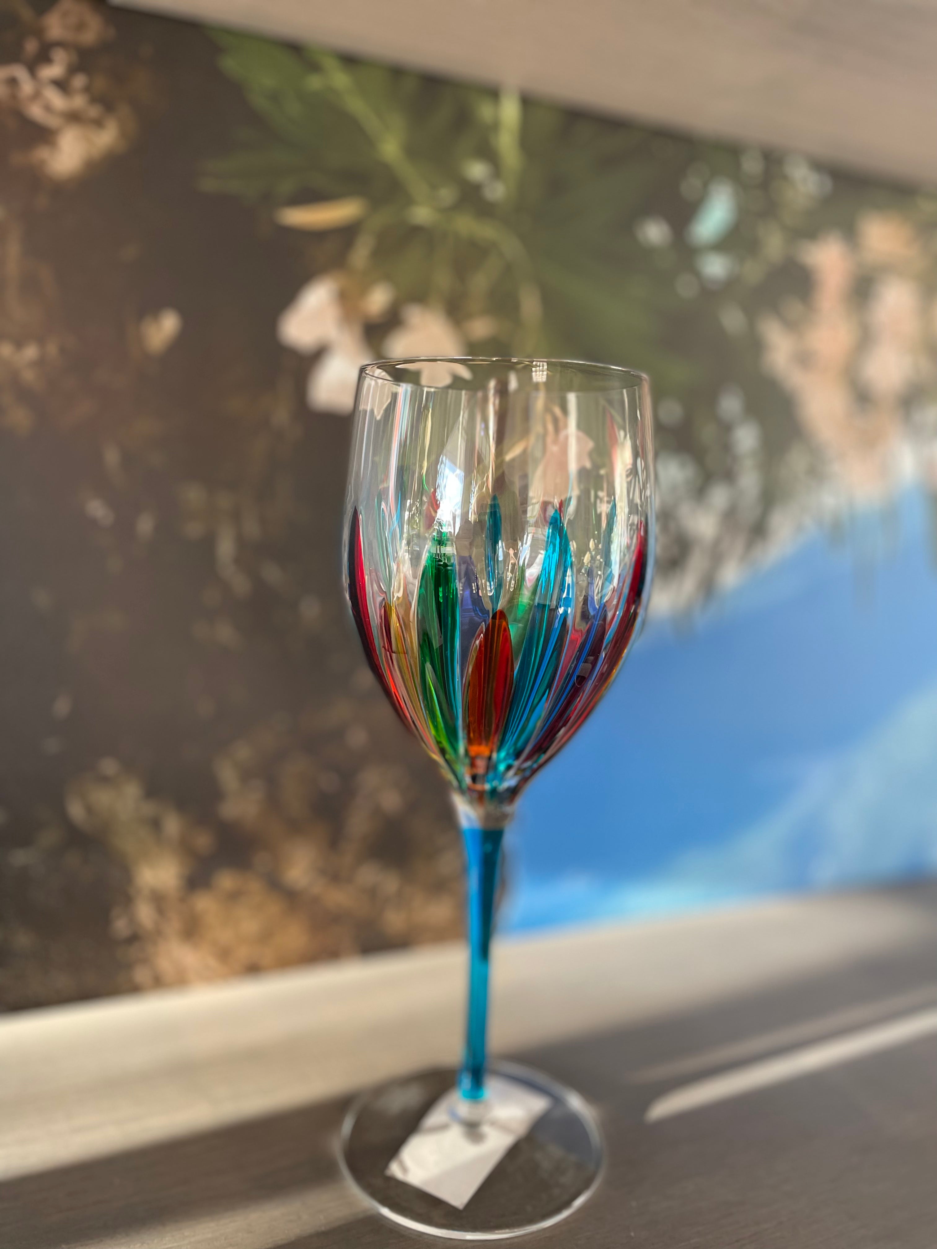 Incantos Collection Multi-Colored Wine Glass (Italian Glass