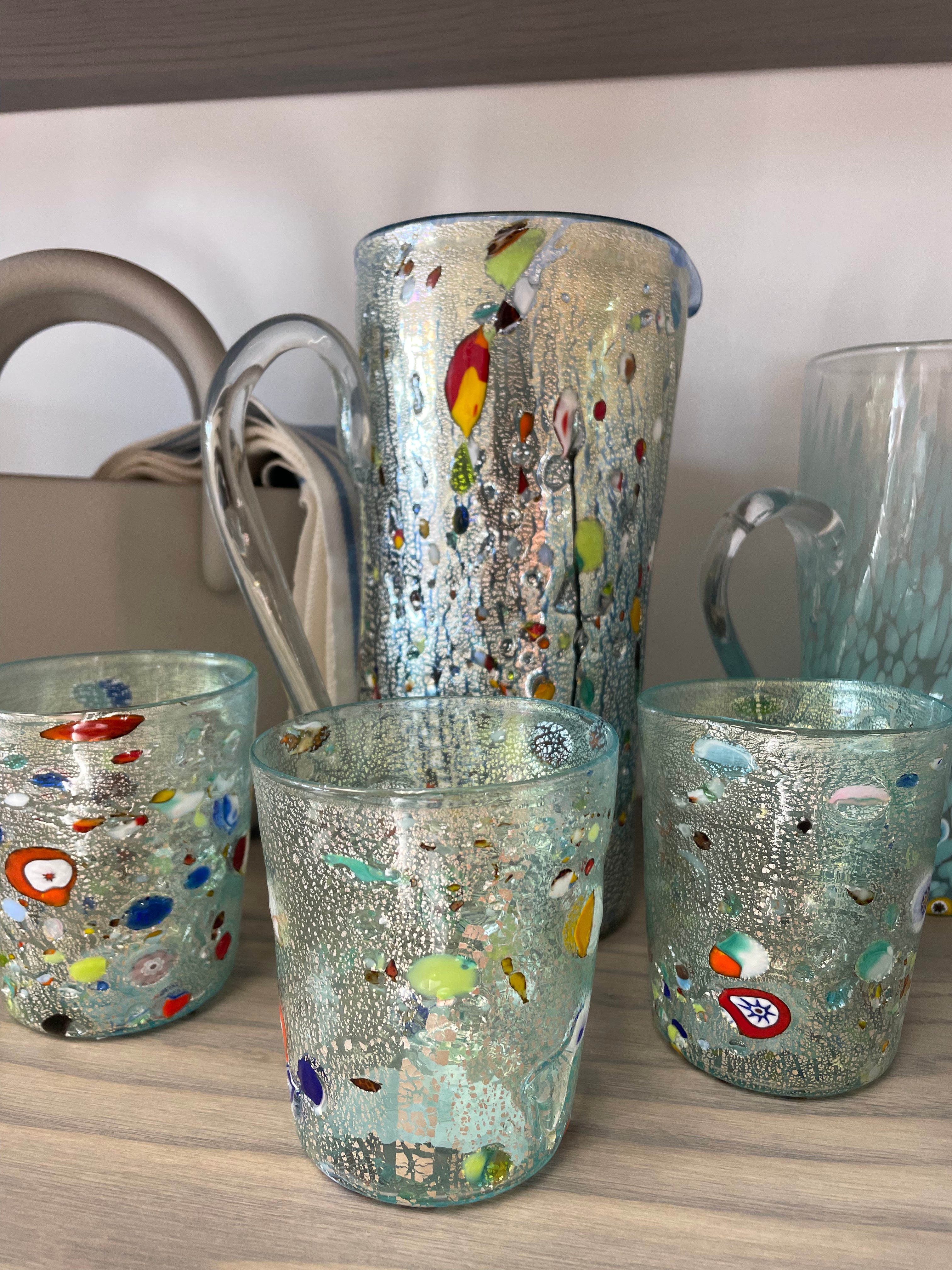 Set of 4 Murano Millefiori Bubble Glasses 