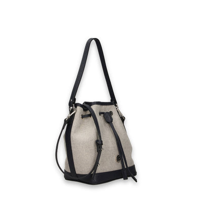 TRUDY B - Small Bucket In Canvas And Hammered Leather: Coral