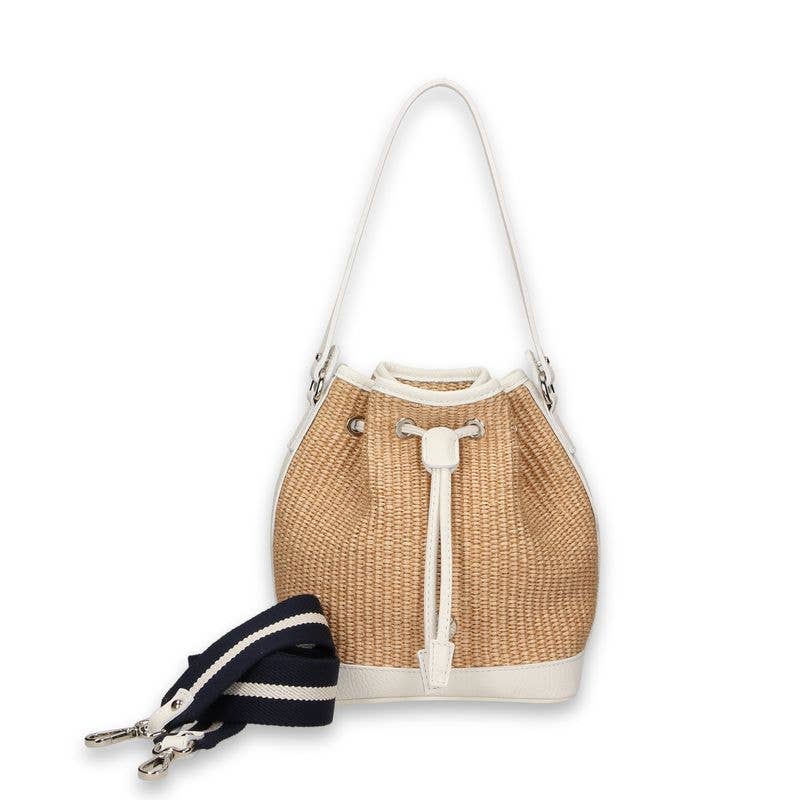 Marinaio B- Bucket bag in Leather and details in Raffia