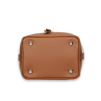 TRUDY B - Small Bucket In Canvas And Hammered Leather: Coral