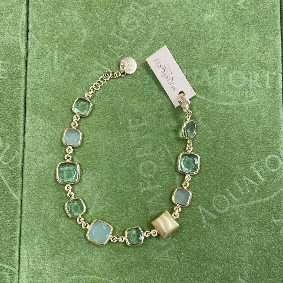 Aquacaramelle bracelet with aquamarine faceted glass stone