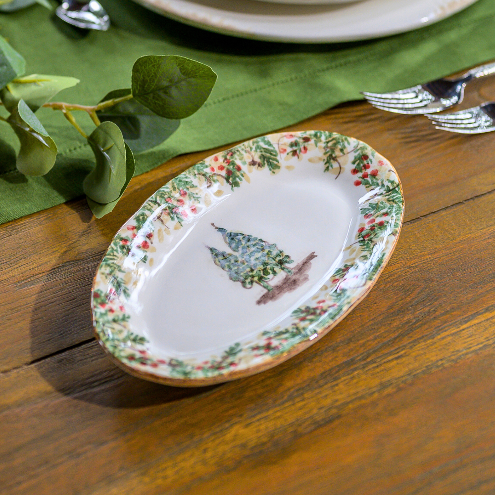 Natale Small Oval Tray - Christmas