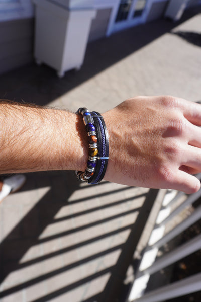 Men's Leather & Cotton Braided Bracelet