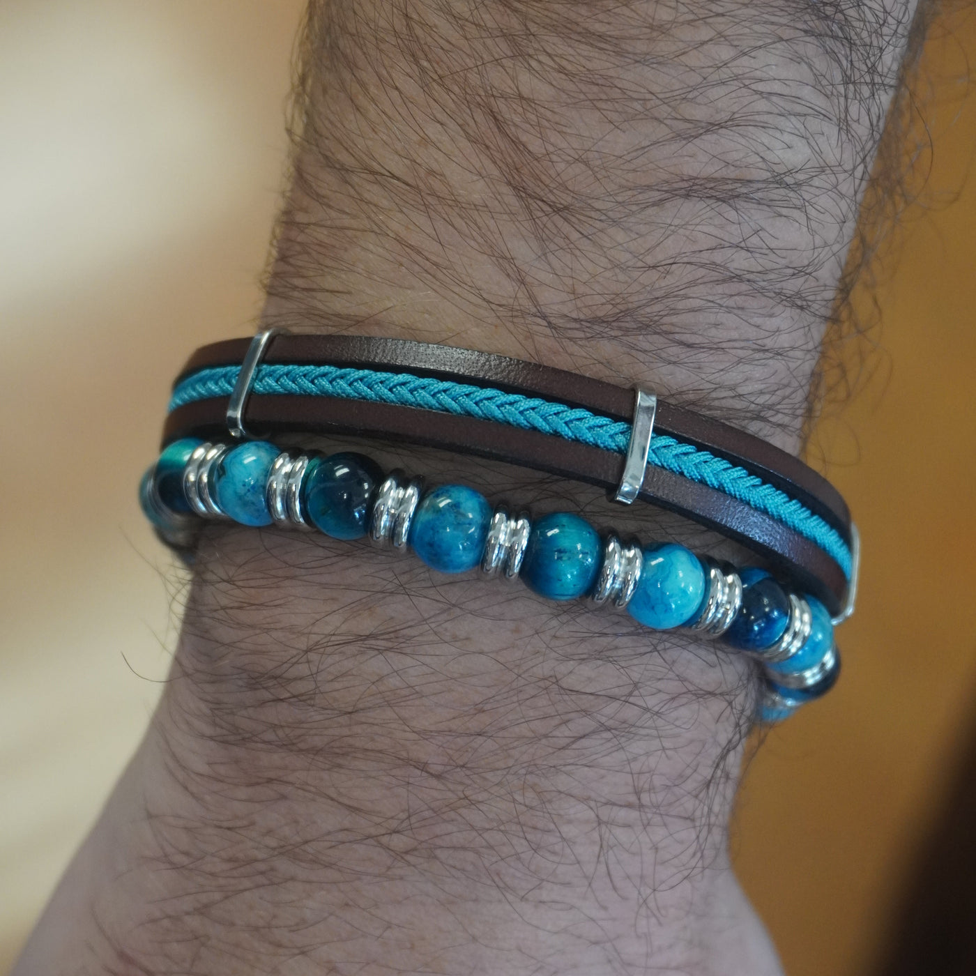 Men's Leather & Cotton Braided Bracelet