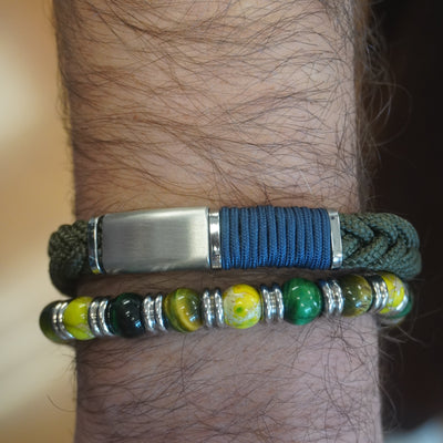 Men's Cotton Woven & Steel Bracelet