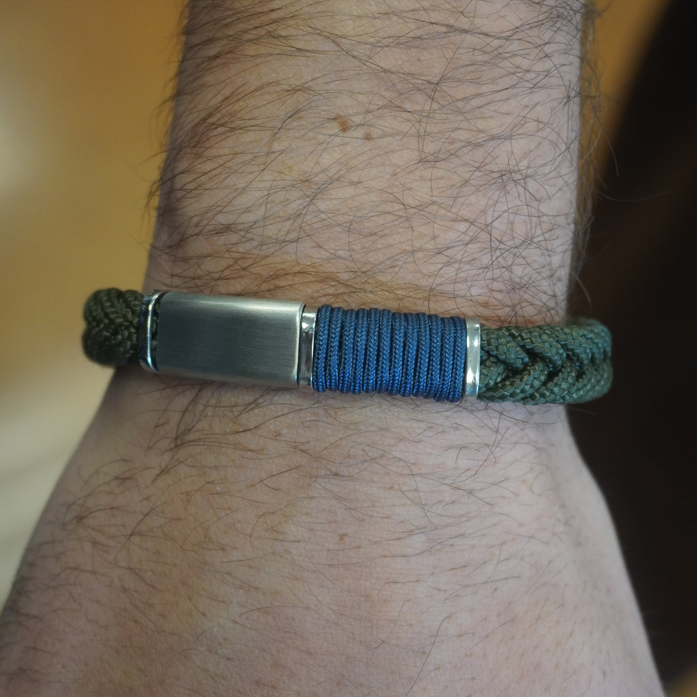 Men's Cotton Woven & Steel Bracelet