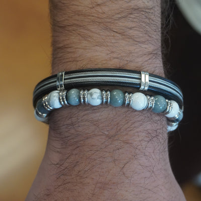 Men's Leather & Steel Bracelets