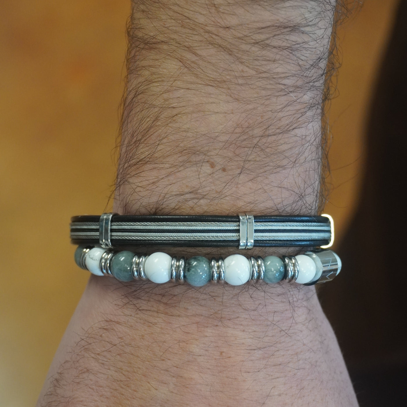 Men's Leather & Steel Bracelets