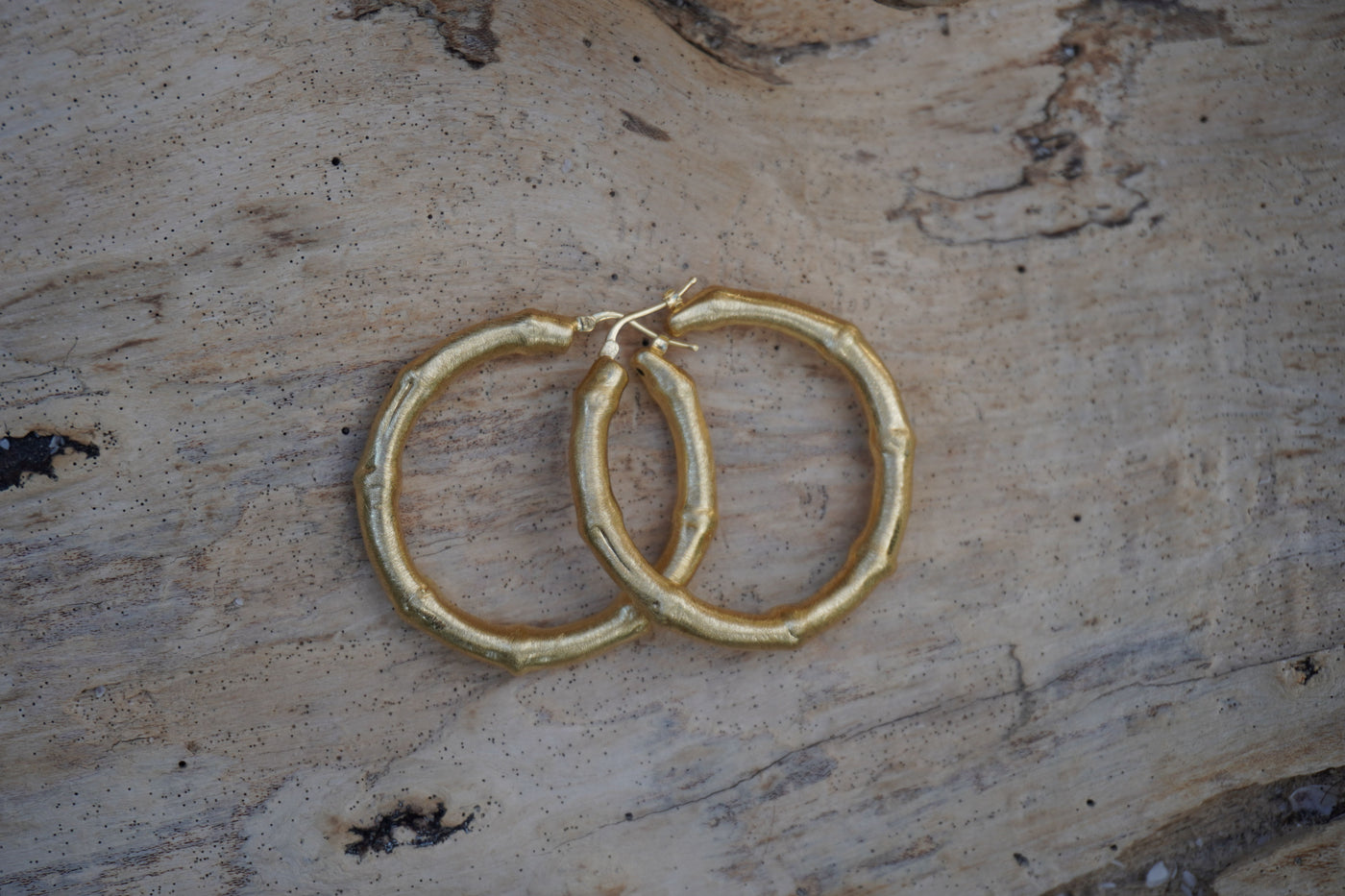 Large Bamboo Gold Earrings