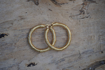 Large Bamboo Gold Earrings