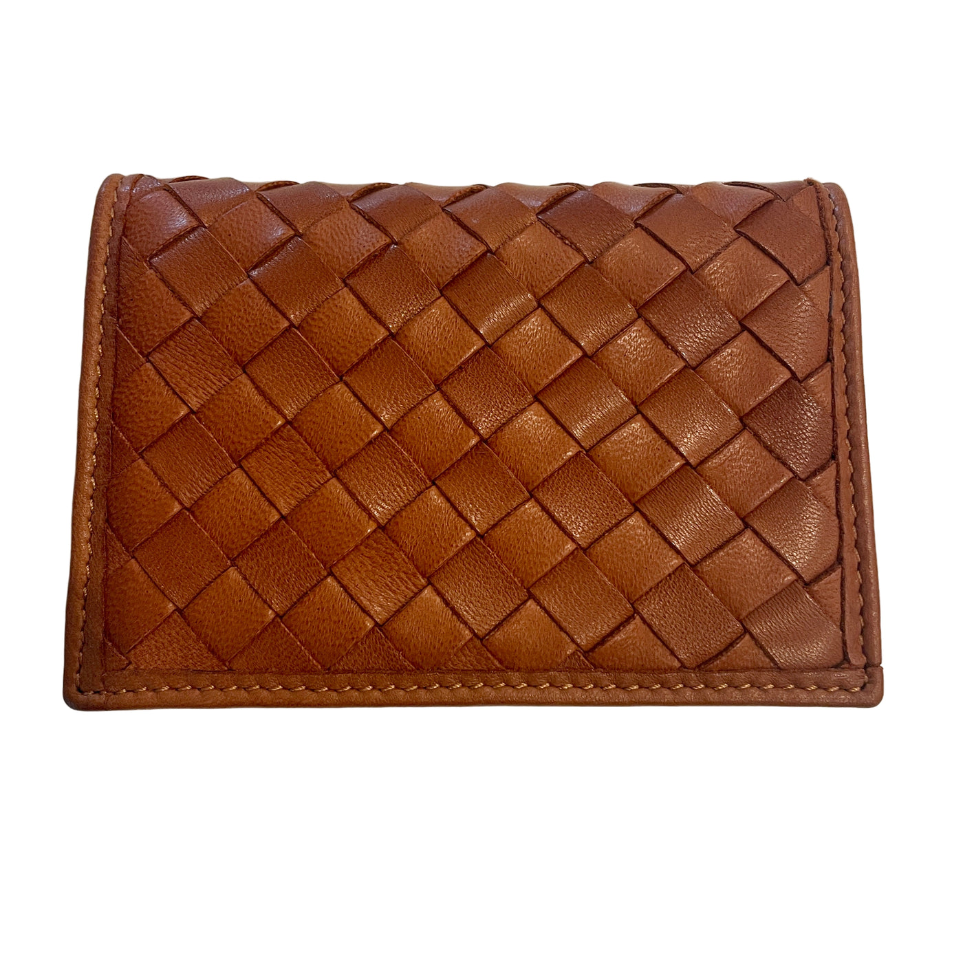 Woven Nappa Leather Fold Over Wallet