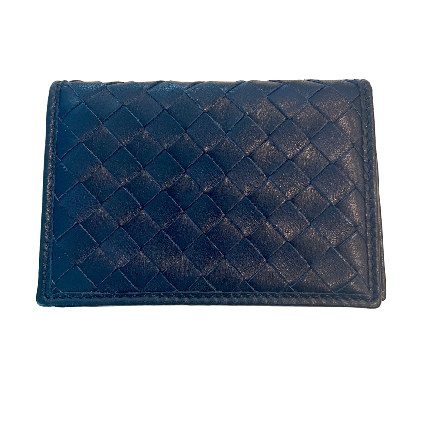 Woven Nappa Leather Fold Over Wallet