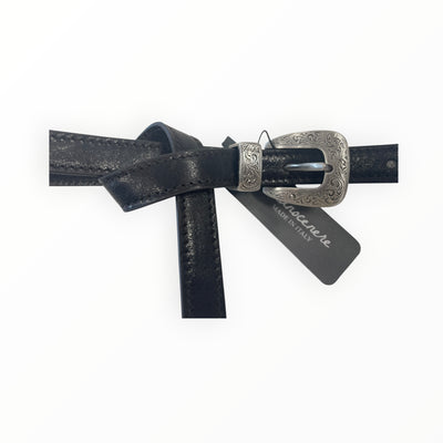 Black Thin Leather Wrap Around Belt