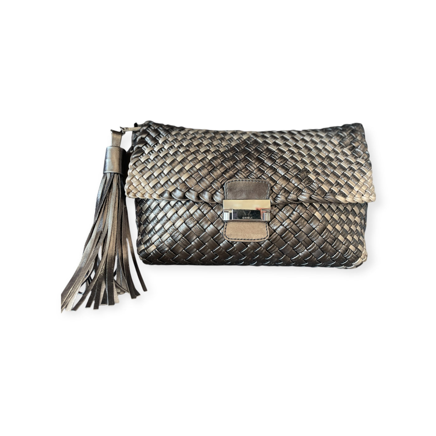 Ghibli Two-Tone Hand Woven Leather Clutch 5019