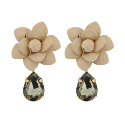 Modern Marble Lily Earrings Black Diamond Crystal Drop