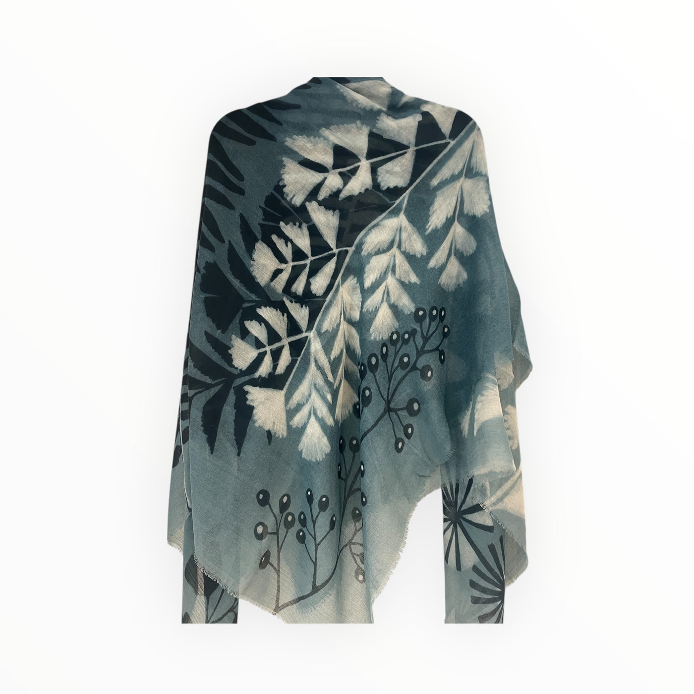 Wool Leaf Print Large Scarf OK221 11988