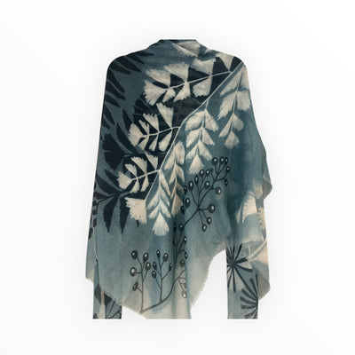 Wool Leaf Print Large Scarf OK221 11988
