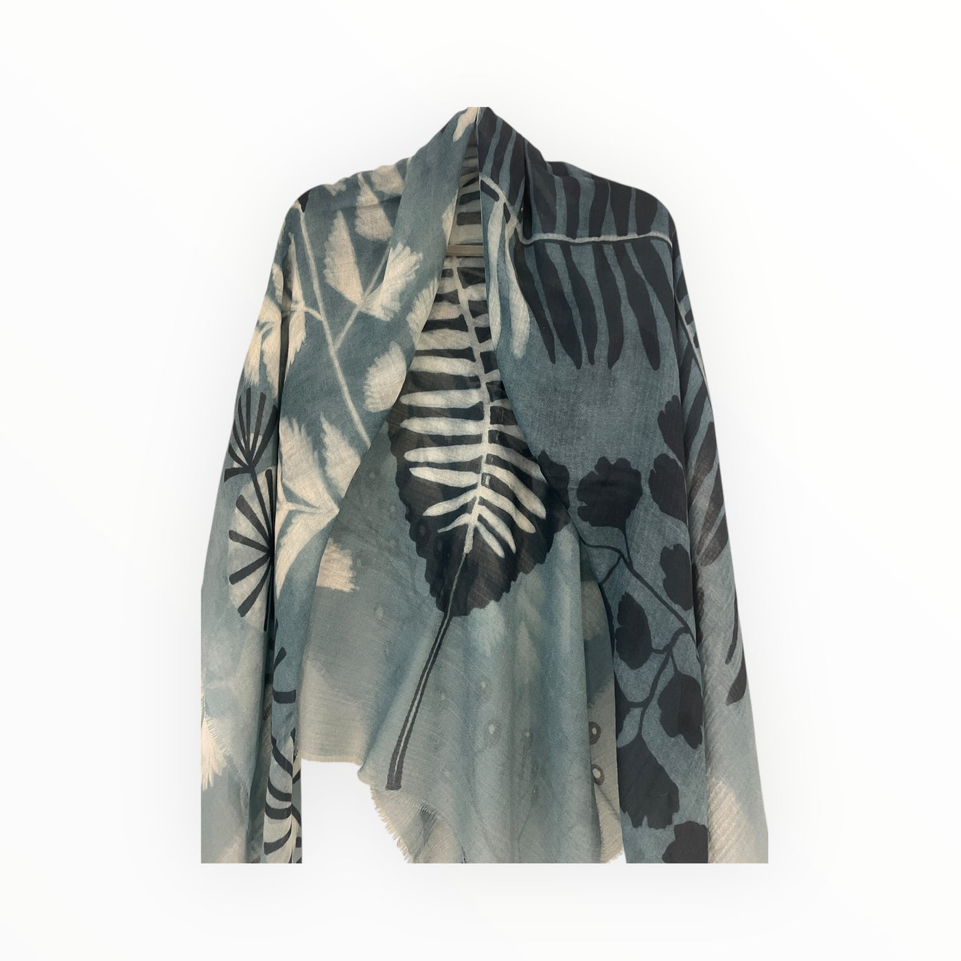 Wool Leaf Print Large Scarf OK221 11988