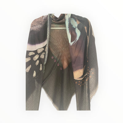 Wool Flower Print Scarf OK224 11970