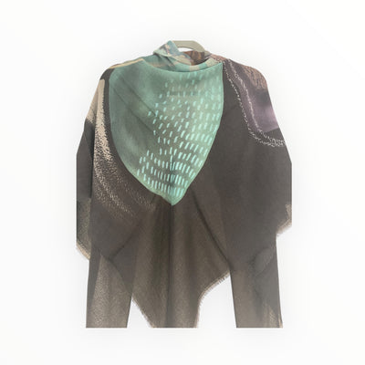 Wool Flower Print Scarf OK224 11970