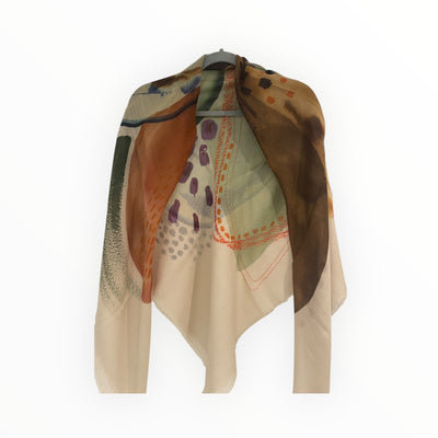 Wool Flower Print Scarf OK224 11970