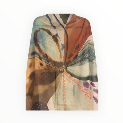 Wool Flower Print Scarf OK224 11970