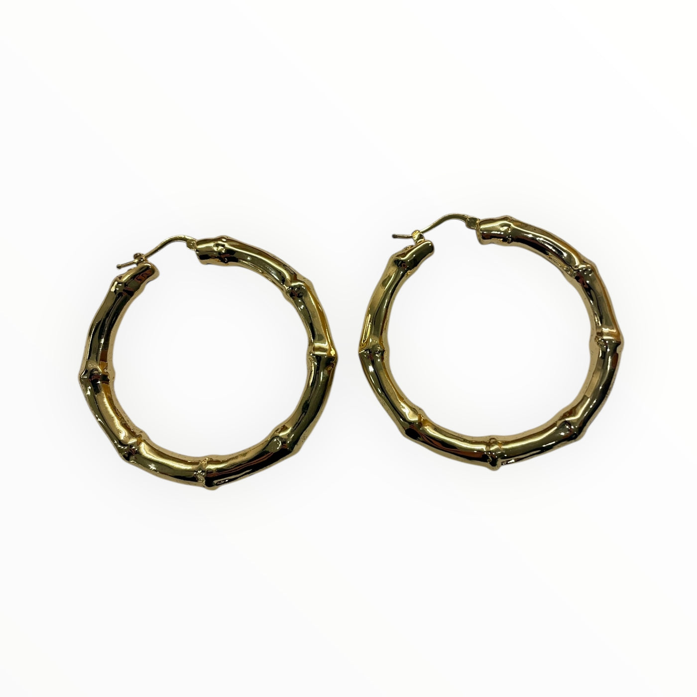 Large Bamboo Gold Earrings