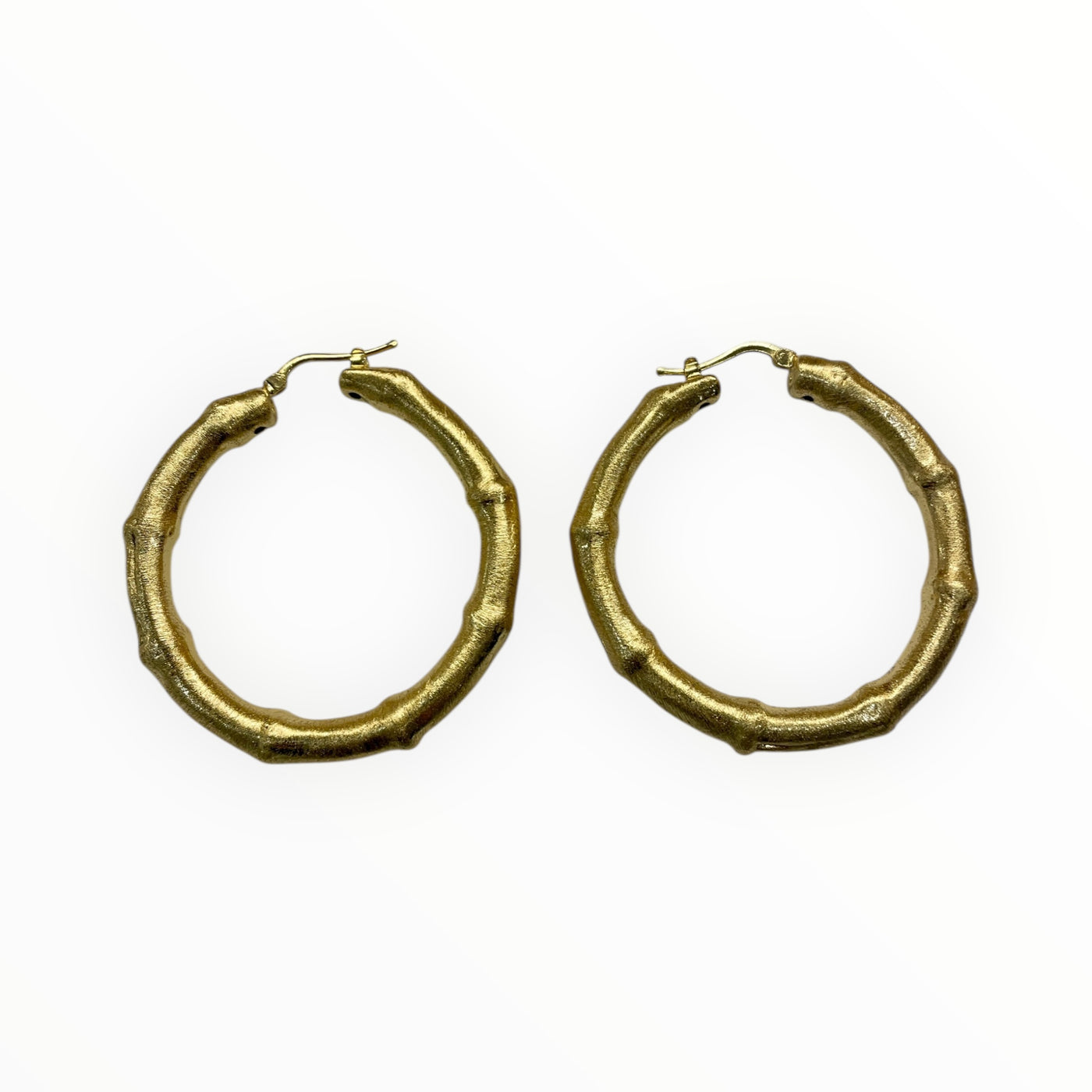 Large Bamboo Gold Earrings