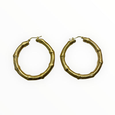 Large Bamboo Gold Earrings