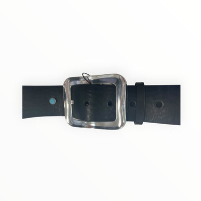 Black Leather with Silver Buckle with Silver and Turquoise Embellishment