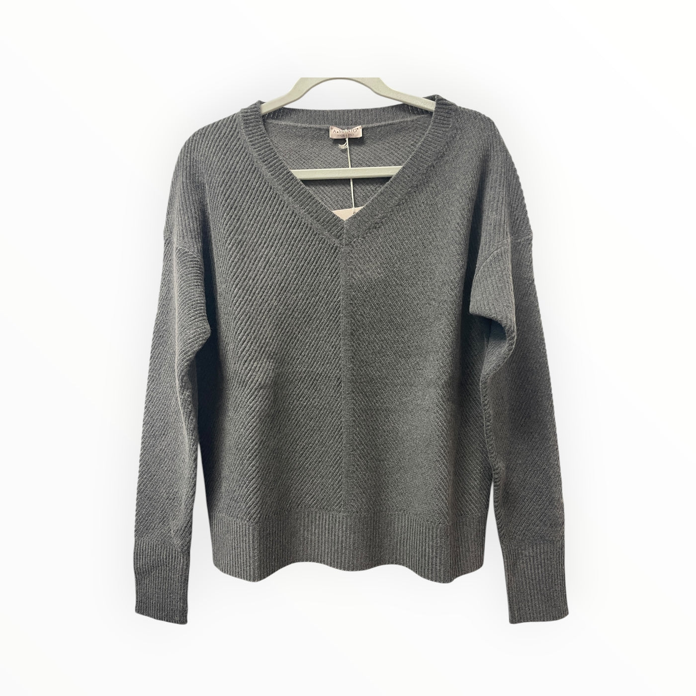 Scollo V Punto Diagonale Lana - Tintura Freddo