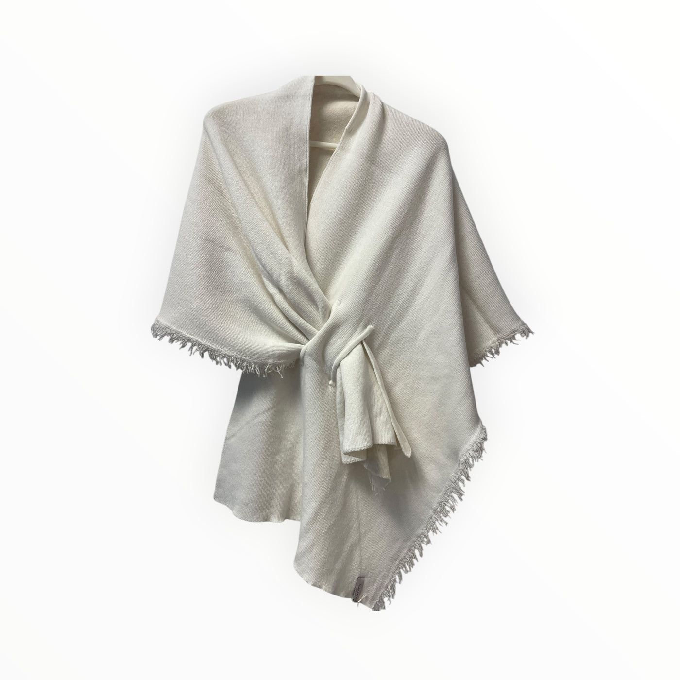 Reversible Wool and Cashmere Blend Cape with Fringes
