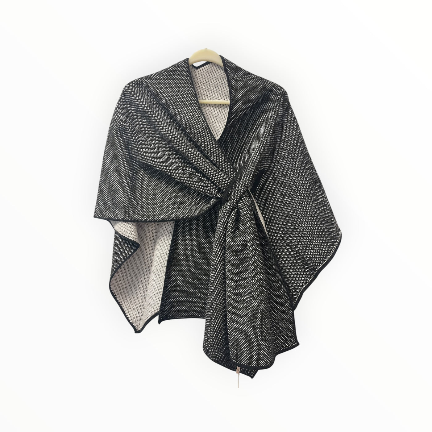Merino and Cashmere Crossed Point Reversible Two Color Cape