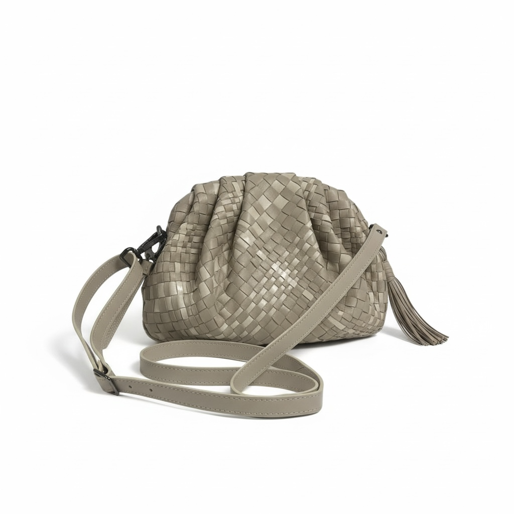 Woven Bag With Patent Leather
