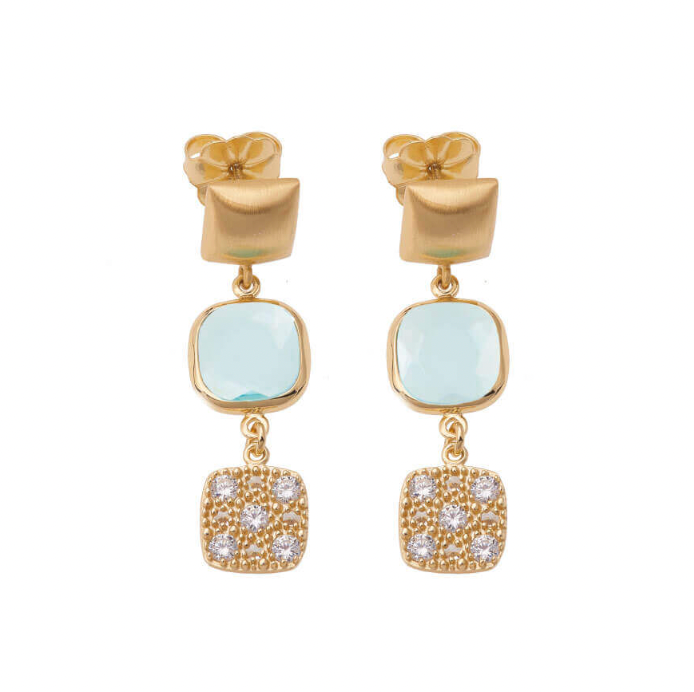 Aquacaramelle Reverse earrings with aquamarine glass pastes