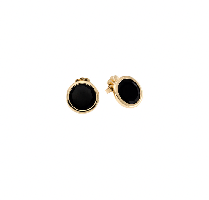 Tonde Reverse stud earrings with black glass paste 16mm