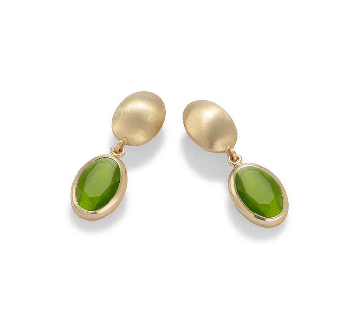 Caramelle Ovali pendant earrings with Cat’s eye Green glass paste