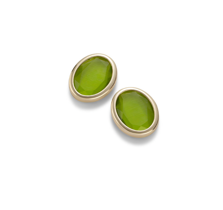 Caramelle Ovali stud earrings with Cat’s eye Green glass paste