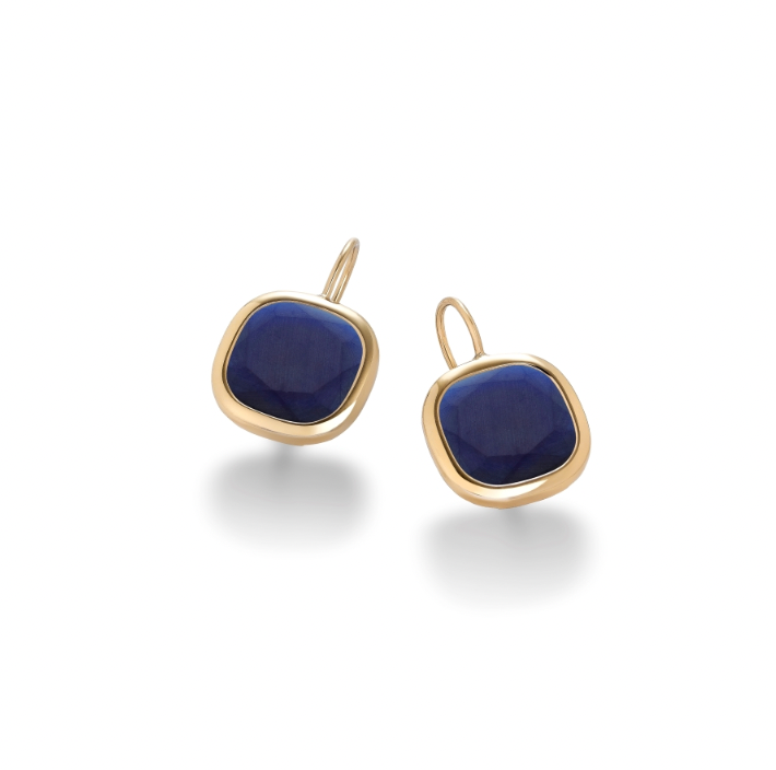 Caramelle Reverse lever earrings with satin blue glass paste