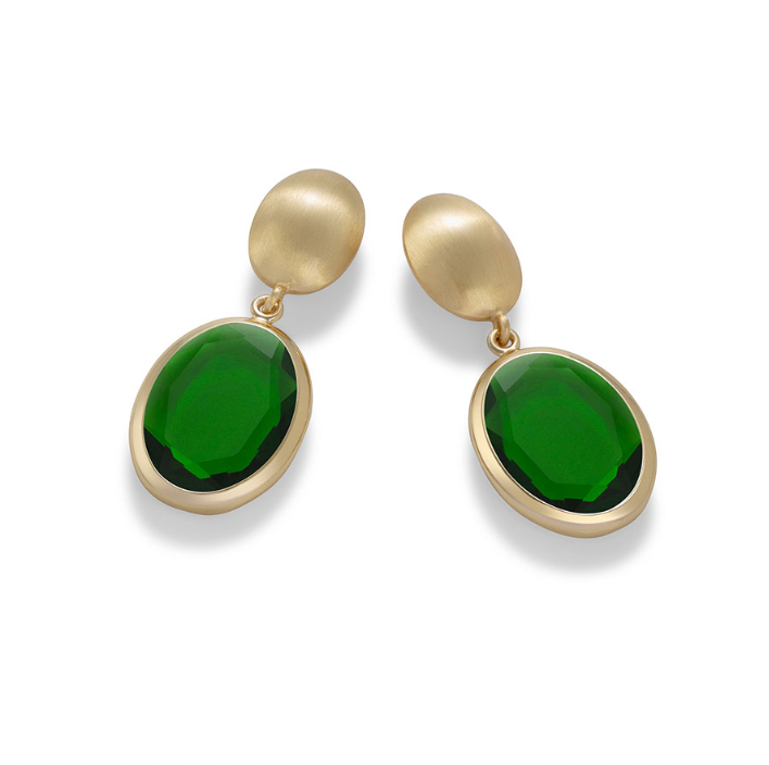 Caramelle Ovali pendant earrings with Bottle-Green glass paste