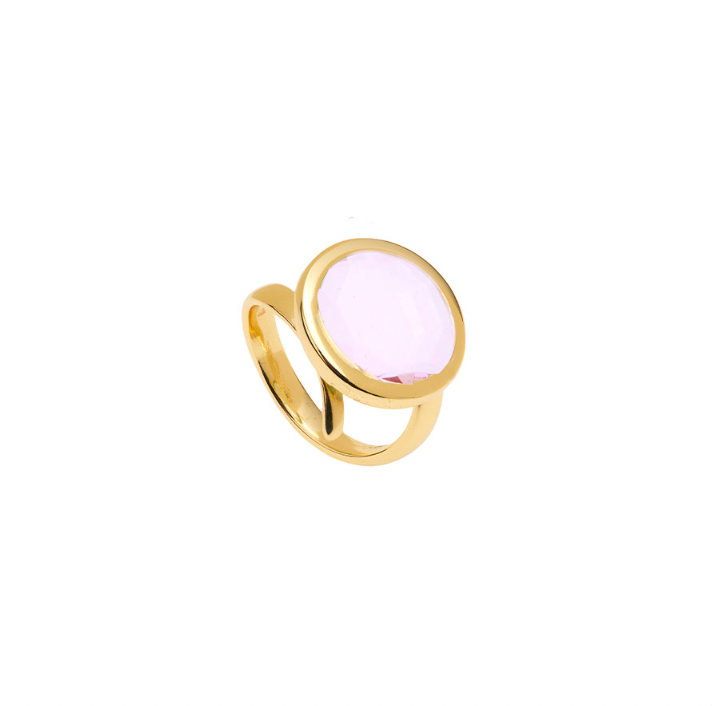 Le Chicche adjustable ring with 16mm baby pink glass paste