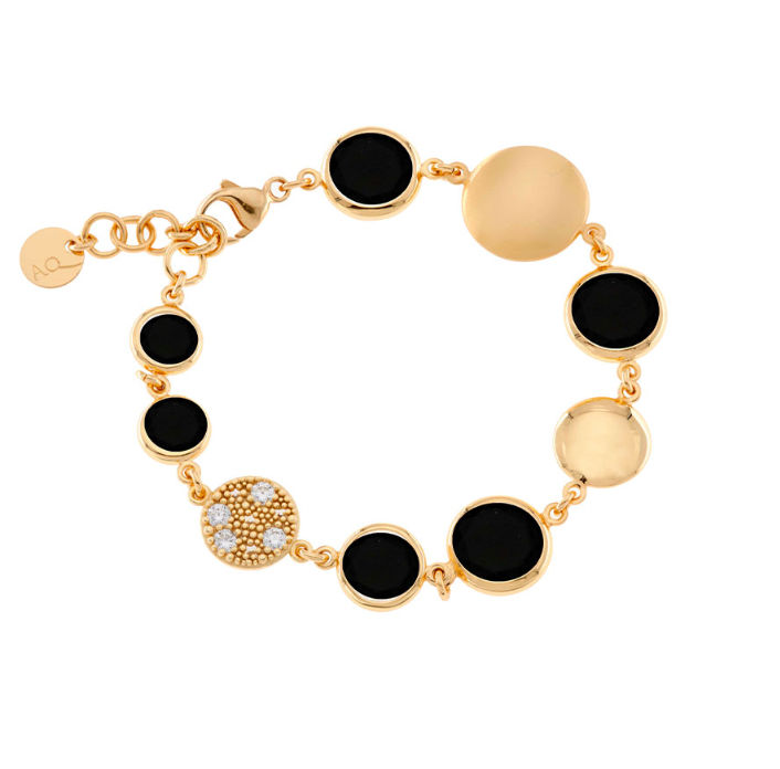 Tonde Reverse bracelet with black glass pastes and zirconia