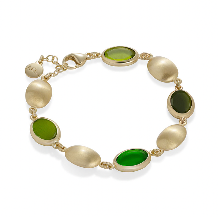 Caramelle Ovali bracelet with green tones glass pastes