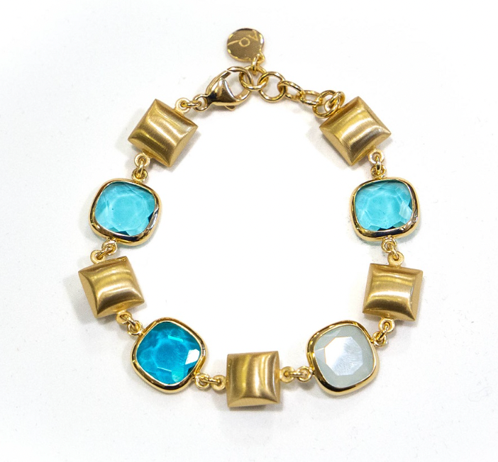 Aquacaramelle bracelet with petrol glass pastes