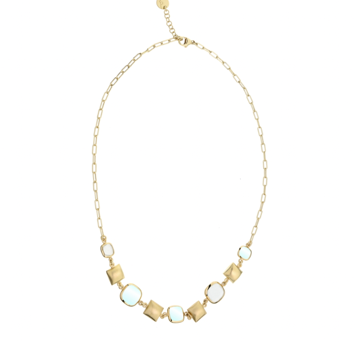 Aquacaramelle necklace with aquamarine faceted glass stone