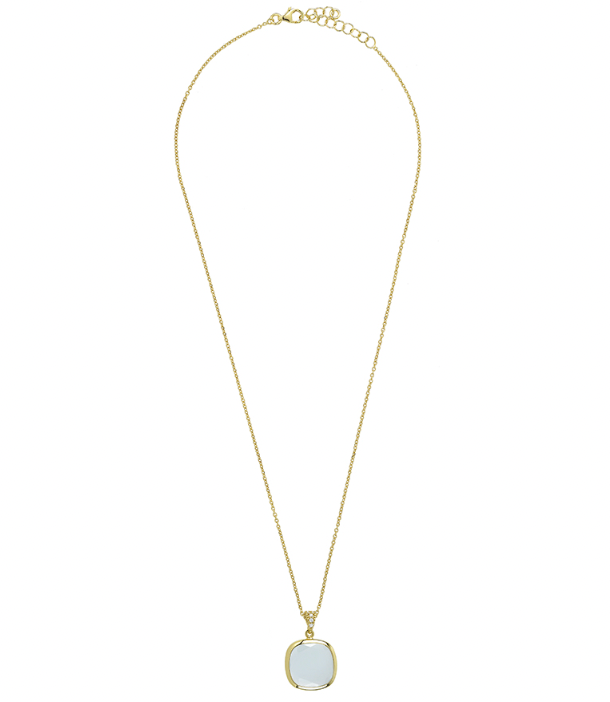 Aquacaramelle necklace with milky aquamarine faceted glass stone