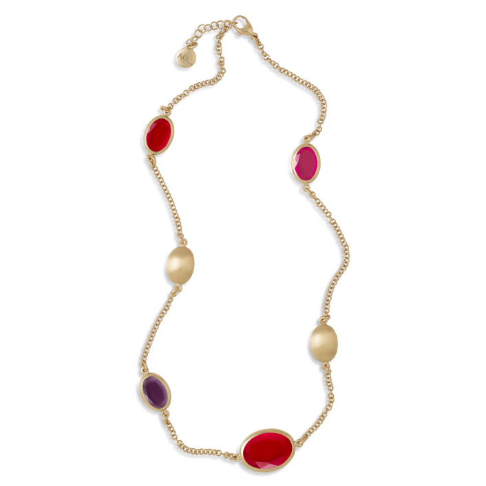 Caramelle Ovali necklace with four red tones glass pastes