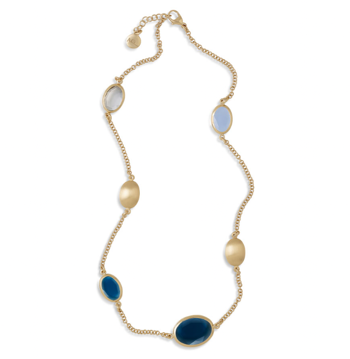 Caramelle Ovali necklace with blue tones glass pastes